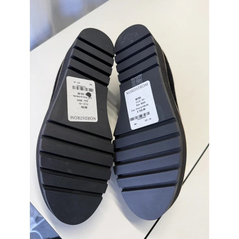 Eileen Fisher Ells Wedge‎ Lug-Sole Loafers Black Women's Size 8.5M NEW With Tag